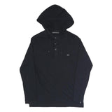 FRENCH CONNECTION Mens Black Hoodie S Cotton Blend Pullover Hooded Top