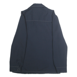 Mens Navy Blue Plain Shirt M Jacket Style Contrast Stitching