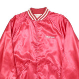 CARDINAL Mens Red Satin Jacket L Nylon Chalet Lounge Vintage Button-Up Retro