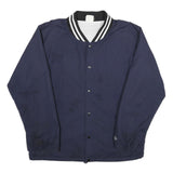 RAWLINGS Mens Navy Blue Button Jacket L Nylon Plain Casual Sportswear