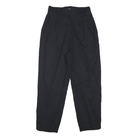 PENN BLACK Womens Cotton Blend Black Relaxed Straight Trousers W24 L24 Zip