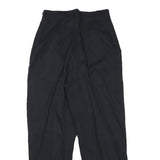 PENN BLACK Womens Cotton Blend Black Relaxed Straight Trousers W24 L24 Zip