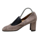 TAMARIS Block Heels Grey Leather Womens UK 6
