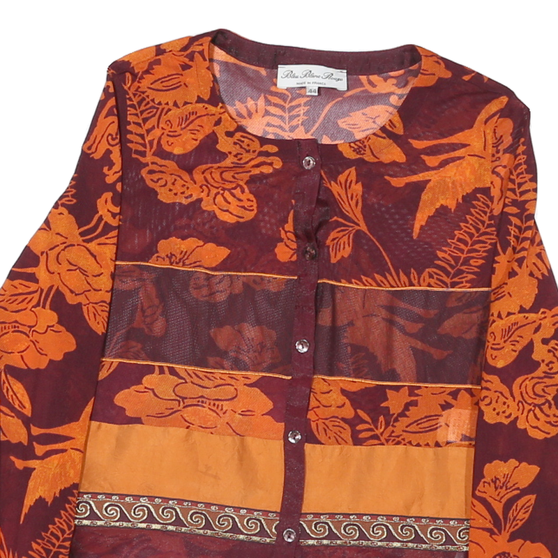 BLEU BLANE ROUGE Womens Maroon & Orange Printed Shirt Long Sleeve Round Neck M