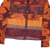 BLEU BLANE ROUGE Womens Maroon & Orange Printed Shirt Long Sleeve Round Neck M