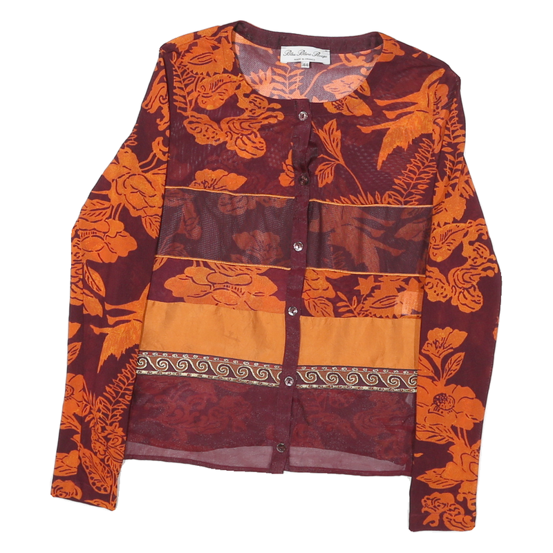 BLEU BLANE ROUGE Womens Maroon & Orange Printed Shirt Long Sleeve Round Neck M