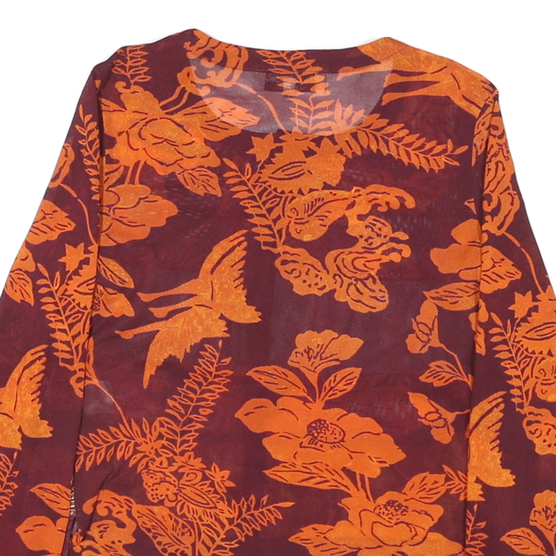 BLEU BLANE ROUGE Womens Maroon & Orange Printed Shirt Long Sleeve Round Neck M
