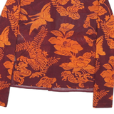 BLEU BLANE ROUGE Womens Maroon & Orange Printed Shirt Long Sleeve Round Neck M