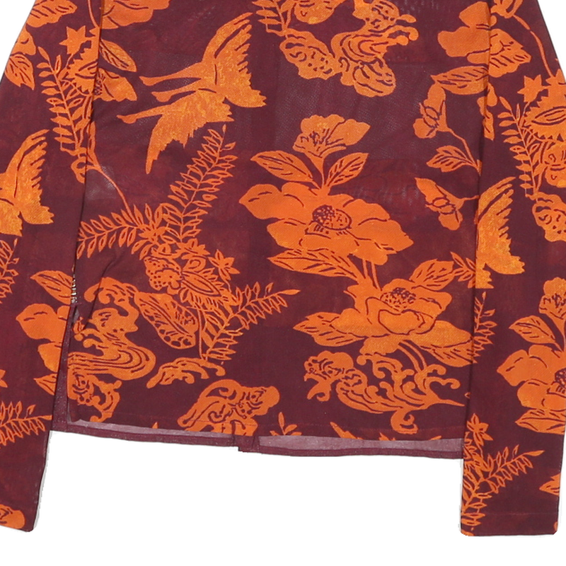 BLEU BLANE ROUGE Womens Maroon & Orange Printed Shirt Long Sleeve Round Neck M