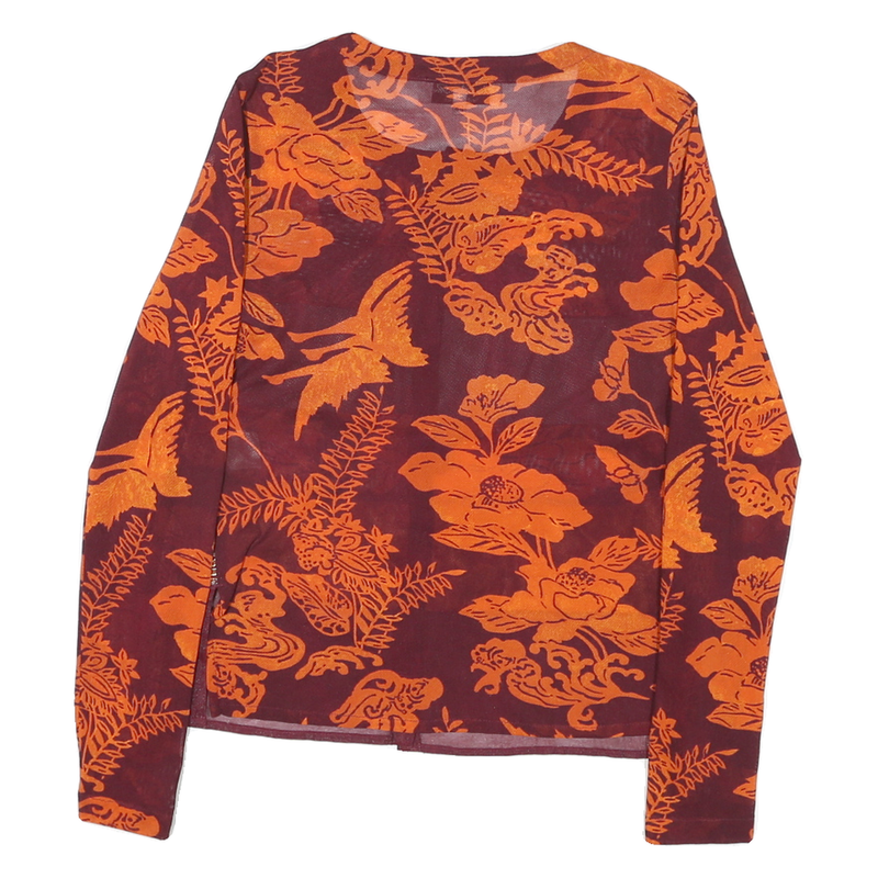 BLEU BLANE ROUGE Womens Maroon & Orange Printed Shirt Long Sleeve Round Neck M