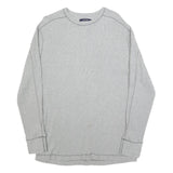 TOMMY HILFIGER Mens Grey Plain Cotton Blend Jumper Crew Neck Basic Knit M