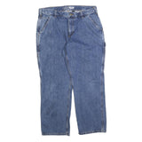 CARHARTT Mens Loose Blue Denim Jeans W34 L28 Workwear Heavy Cotton Blend Zip