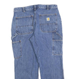 CARHARTT Mens Loose Blue Denim Jeans W34 L28 Workwear Heavy Cotton Blend Zip