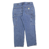 CARHARTT Mens Loose Blue Denim Jeans W34 L28 Workwear Heavy Cotton Blend Zip