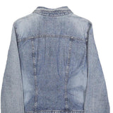 DKNY Womens Blue Denim Button Cotton Classic Jacket L Jeans Vintage Style