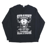 GILDAN Mens Black Straight Outta Raider Nation Graphic T-Shirt XL Long Sleeve