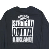 GILDAN Mens Black Straight Outta Raider Nation Graphic T-Shirt XL Long Sleeve