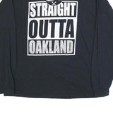 GILDAN Mens Black Straight Outta Raider Nation Graphic T-Shirt XL Long Sleeve