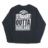 GILDAN Mens Black Straight Outta Raider Nation Graphic T-Shirt XL Long Sleeve