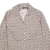 GOOG CLOTHES Womens White & Burgundy Patterned Shirt M Geometric Print Long