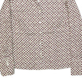 GOOG CLOTHES Womens White & Burgundy Patterned Shirt M Geometric Print Long