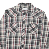 WRANGLER Mens Black & Cream Plaid Cotton Blend Shirt M Western Style Long Sleeve