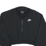 NIKE Womens Black 1/4 Zip Sweatshirt S Cropped Cotton Blend Pullover