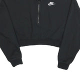 NIKE Womens Black 1/4 Zip Sweatshirt S Cropped Cotton Blend Pullover