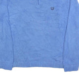 CHAPS Mens Blue Patterned Pullover Jumper V-Neck Basic Knit M Cotton Ribbed
