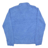 CHAPS Mens Blue Patterned Pullover Jumper V-Neck Basic Knit M Cotton Ribbed