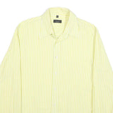 JOSEPH HOMME Mens Yellow & White Striped Shirt M Classic Cotton Blend Long