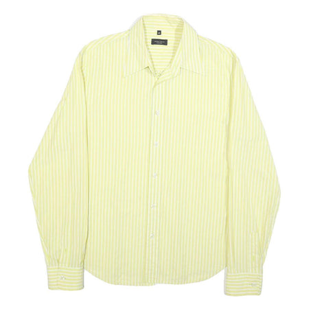 JOSEPH HOMME Mens Yellow & White Striped Shirt M Classic Cotton Blend Long