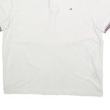 TOMMY HILFIGER Mens White Polo Shirt L Cotton Short Sleeve Logo Casual Basic