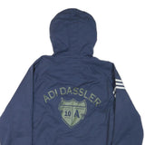 ADIDAS Mens Blue Zip Hooded Jacket Polyester Blend Sporty L Casual Outerwear