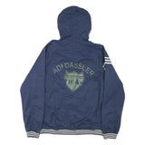 ADIDAS Mens Blue Zip Hooded Jacket Polyester Blend Sporty L Casual Outerwear