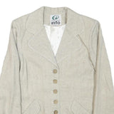 INFO Womens Beige Wool Blend Classic Jacket XXS Button Closure Plain Elegant