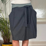 Sisley Mini Skirt - 28W UK 8 Grey Cotton Blend