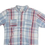 LEVI'S Mens Blue & Red Check Shirt S Cotton Button Short Sleeve Casual