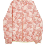 COLUMBIA Womens Pink & Cream Geometric Polyester Hooded Jacket L Zip Outdoor