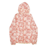 COLUMBIA Womens Pink & Cream Geometric Polyester Hooded Jacket L Zip Outdoor