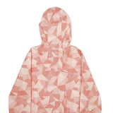 COLUMBIA Womens Pink & Cream Geometric Polyester Hooded Jacket L Zip Outdoor