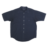 NAUTICA Mens Navy Blue Cotton Blend Shirt L Casual Button Up Short Sleeve