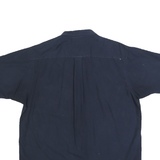 NAUTICA Mens Navy Blue Cotton Blend Shirt L Casual Button Up Short Sleeve