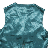 CITYLIFE Womens Teal Leather Button Waistcoat S Suede Star Pattern Elegant