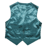 CITYLIFE Womens Teal Leather Button Waistcoat S Suede Star Pattern Elegant