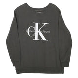 CALVIN KLEIN JEANS Mens Black Cotton Blend Crew Neck XS Logo Print Sweatshirt