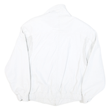 Womens White Leather Zip Jacket M Woven Classic Stylish Comfortable