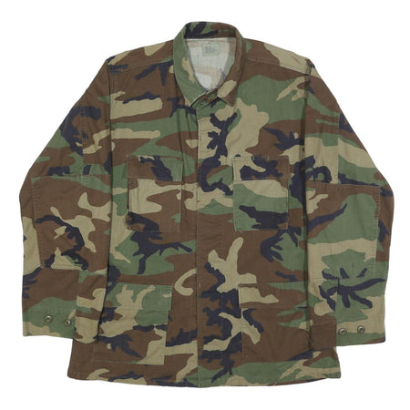 E.A INDUSTRIES INC. Mens Green & Brown Camouflage Military Cotton Blend Jacket L