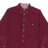 LANDS END Mens Maroon Cotton Corduroy Shirt L Button Down Pocket Casual