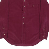 LANDS END Mens Maroon Cotton Corduroy Shirt L Button Down Pocket Casual